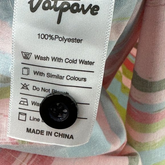 Vatpave Shirt Mens Button Down Short Sleeve Striped Multicolor Pocket L NWT - Picture 9 of 9